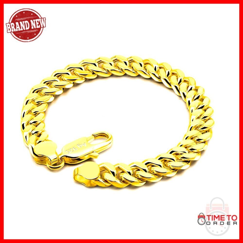 Sterling Silver Cuban Link Bracelet Solid Thick Mens Jewelry Classic Elegant